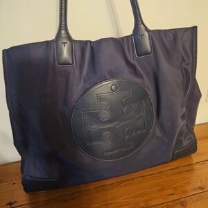 Tory Burch Dark Blue Logo Tote
